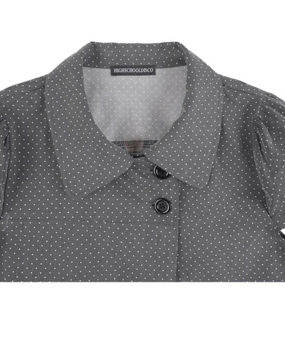 💖韓國暢銷品牌HIGH SCHOOL DISCO🆕新品上架 灰色復古圓點公主袖傘擺襯衫