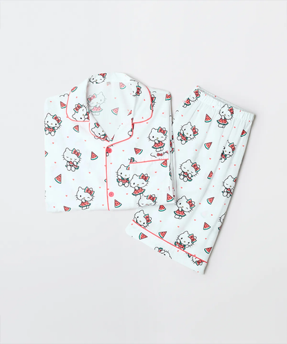 💜新品上架【梨花娘】韓國品牌暢銷TOP.1 SPAO × 三麗鷗角色聯名款夏日情侶款短袖居家服/睡衣套裝(7色)