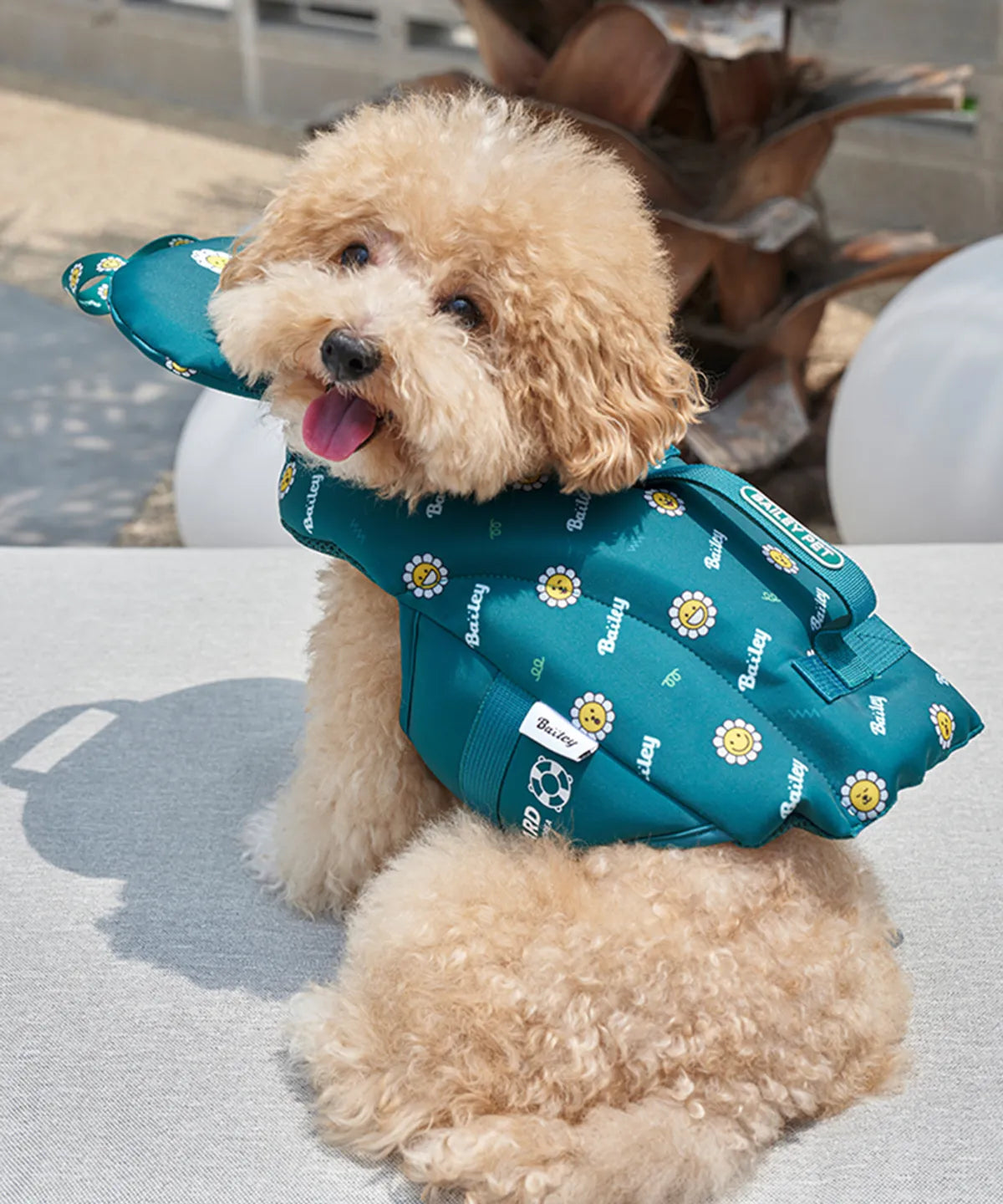 韓國新品上架【梨花娘總代理】🐾BAILEY 🐶夏日高浮力清涼透氣笑臉花朵寵物救生漂浮泳衣(4色)