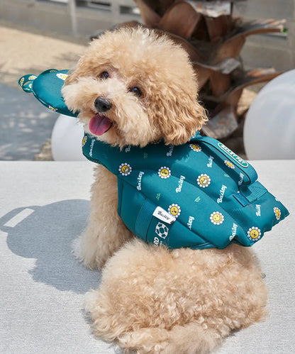 韓國新品上架【梨花娘總代理】🐾BAILEY 🐶夏日高浮力清涼透氣笑臉花朵寵物救生漂浮泳衣(4色)