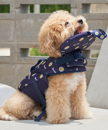 韓國新品上架【梨花娘總代理】🐾BAILEY 🐶夏日高浮力清涼透氣笑臉花朵寵物救生漂浮泳衣(4色)
