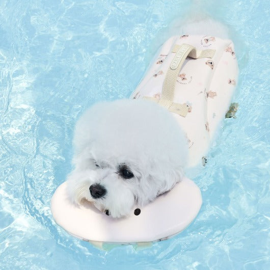 韓國新品上架【梨花娘】🐾BAILEY 🐶夏日馬卡龍色系高浮力清涼透氣寵物漂浮泳衣(3色)