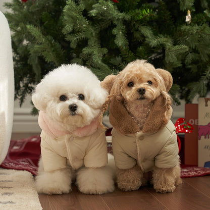 新品上架【梨花娘】🐾BAILEY 🐶秋冬新品 小熊連帽毛球防潑水鋪棉寵物外套(2色) 聖誕禮物