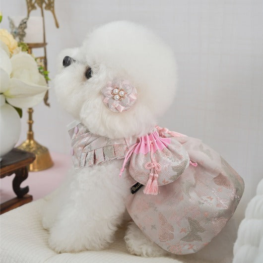 韓國新品上架【梨花娘】🐾BAILEY 🐶秋冬新品 新年編織結掛香包寶貝寵物韓服(2色)