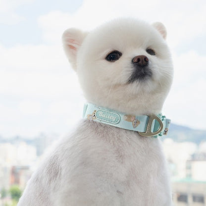 韓國新品上架【梨花娘】🐾BAILEY 🐶秋冬新品 馬卡龍柔軟色系小熊圖案簡易款寵物牽繩(3色)