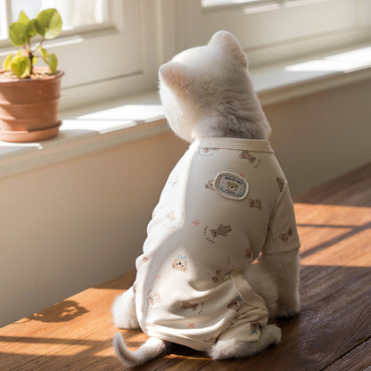 韓國新品上架【梨花娘】🐾BAILEY 🐶秋冬新品 滿版小熊圖案舒適寵物連身衣(3色)