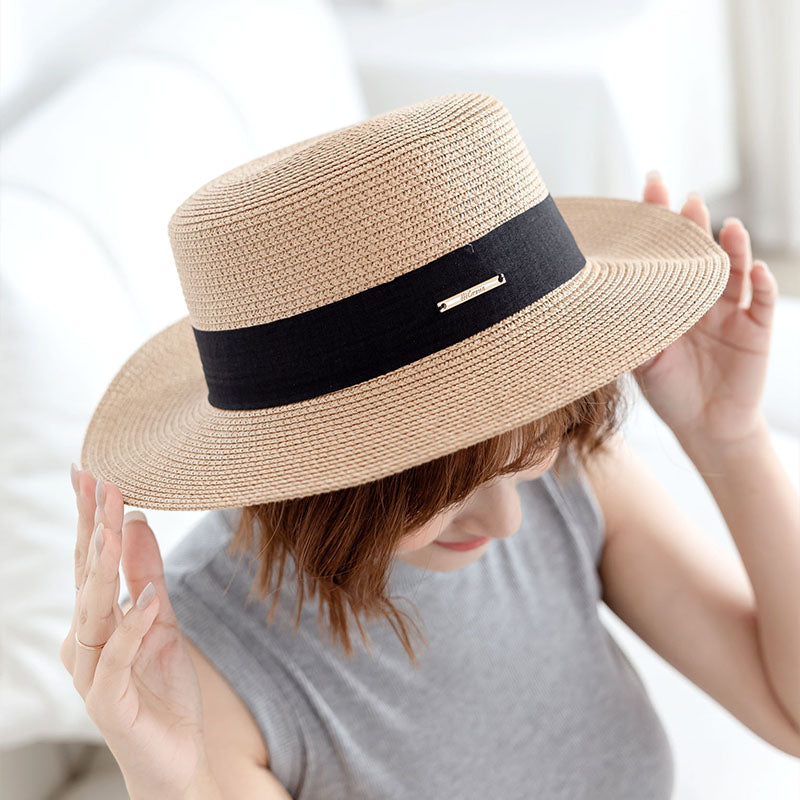 🆕新品上架【梨花瑪雅】實拍選品渡假法式復古紳士藤編草帽小金屬牌很有質感,帽型很挺,黑咖兩色(2色)