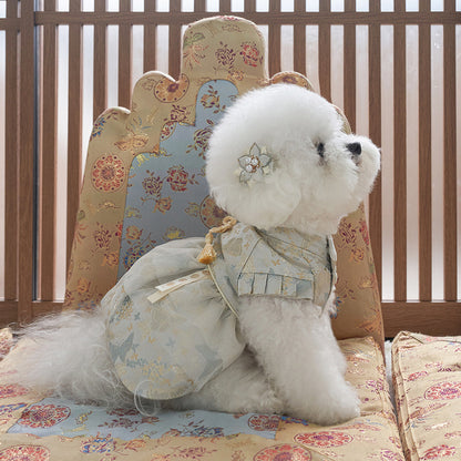 韓國新品上架【梨花娘】🐾BAILEY 🐶秋冬新品 新年編織結掛香包寶貝寵物韓服(2色)