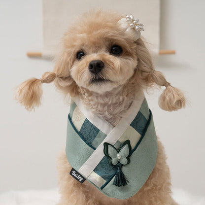 韓國新品上架【梨花娘】🐾BAILEY 🐶秋冬新品 韓國皇室蝴蝶流蘇精緻韓服領巾(4色)