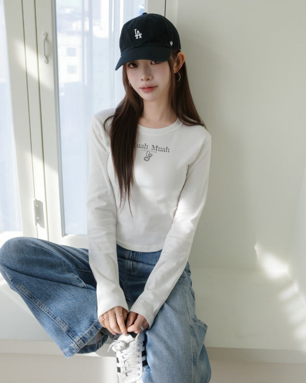 💖韓國暢銷品牌MUAHMUAH 🆕新品上架 背後蝴蝶結圖案薄棉質長袖T恤(2色)