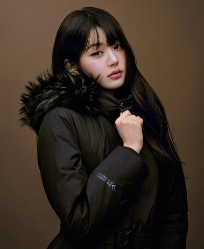 🆕新品上架【梨花娘】法國品牌 EIDER La Bel 張員瑛推薦款連帽狐狸毛領連帽可拆洋裝羽絨大衣外套(2色)