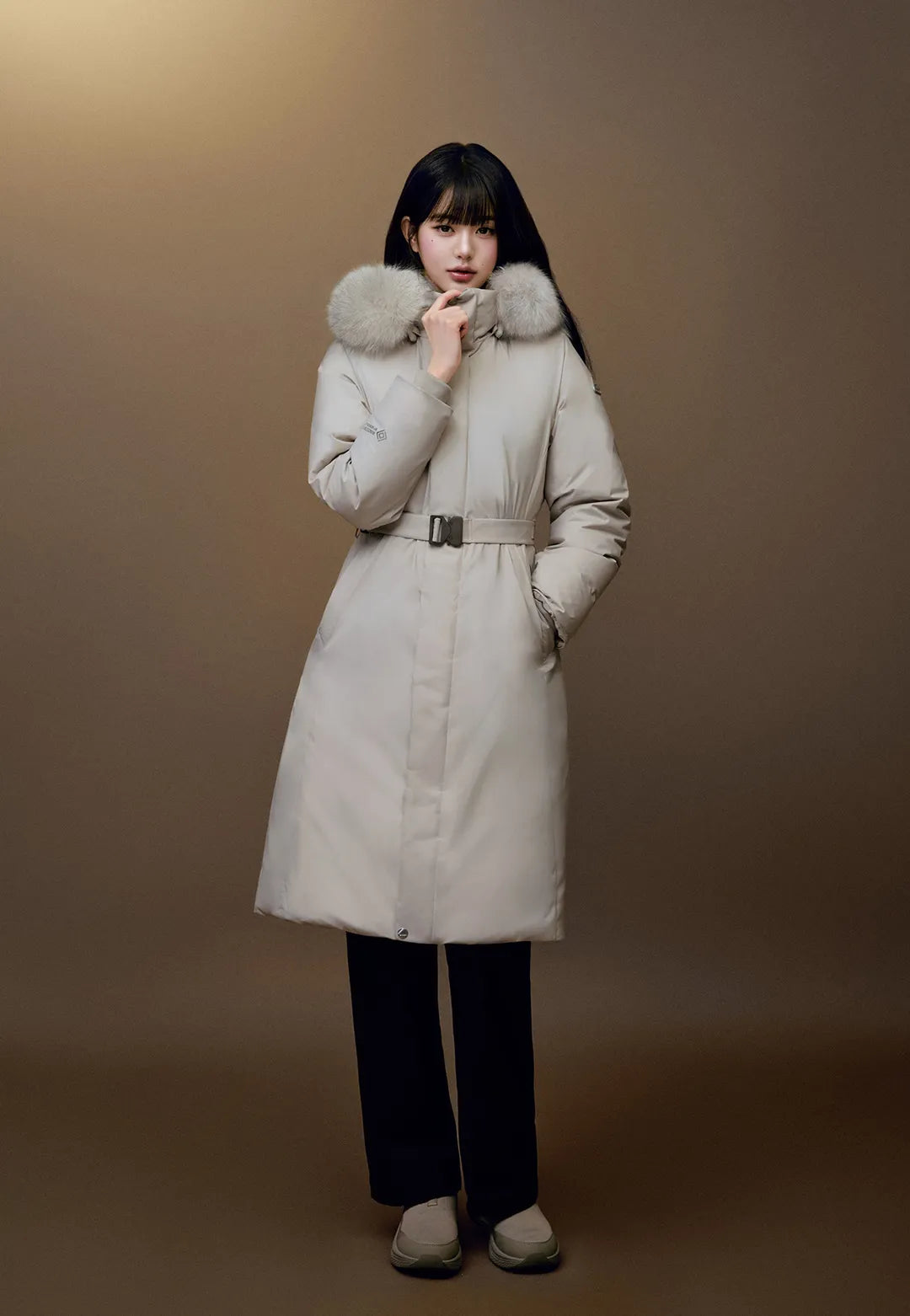 🆕新品上架【梨花娘】法國品牌 EIDER La Bel 張員瑛推薦款連帽狐狸毛領連帽可拆洋裝羽絨大衣外套(2色)