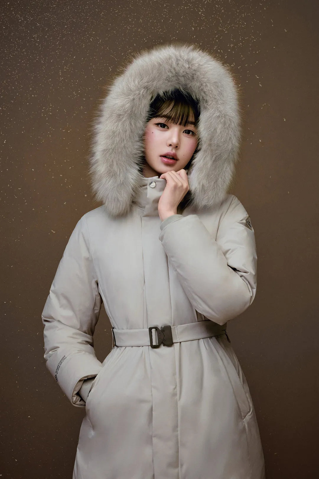 🆕新品上架【梨花娘】法國品牌 EIDER La Bel 張員瑛推薦款連帽狐狸毛領連帽可拆洋裝羽絨大衣外套(2色)