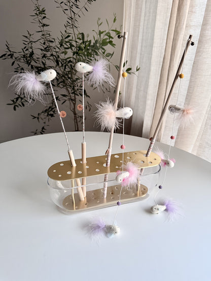 🆕新品上架【梨花娘】💖韓國品牌 WETNOSE  紫羽毛迷你魚逗貓棒玩具(手工製作，等待期約10~15天)