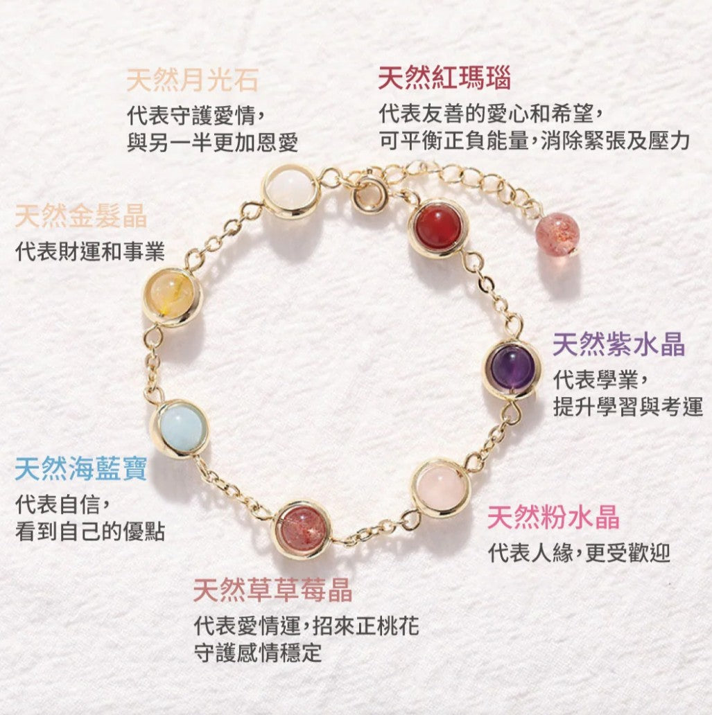 【梨花瑪雅】新品上架🏆 選品🫶魔法能量7色彩虹水晶多采多姿的幸運手鍊