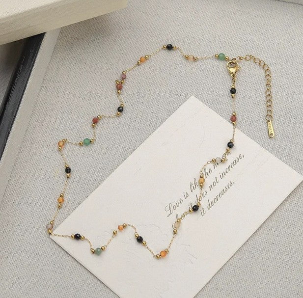 🆕新品上架【梨花瑪雅】💖實拍選品氣質925純銀鍍金天然石鈦鋼拼接隔珠手鍊及鎖骨練