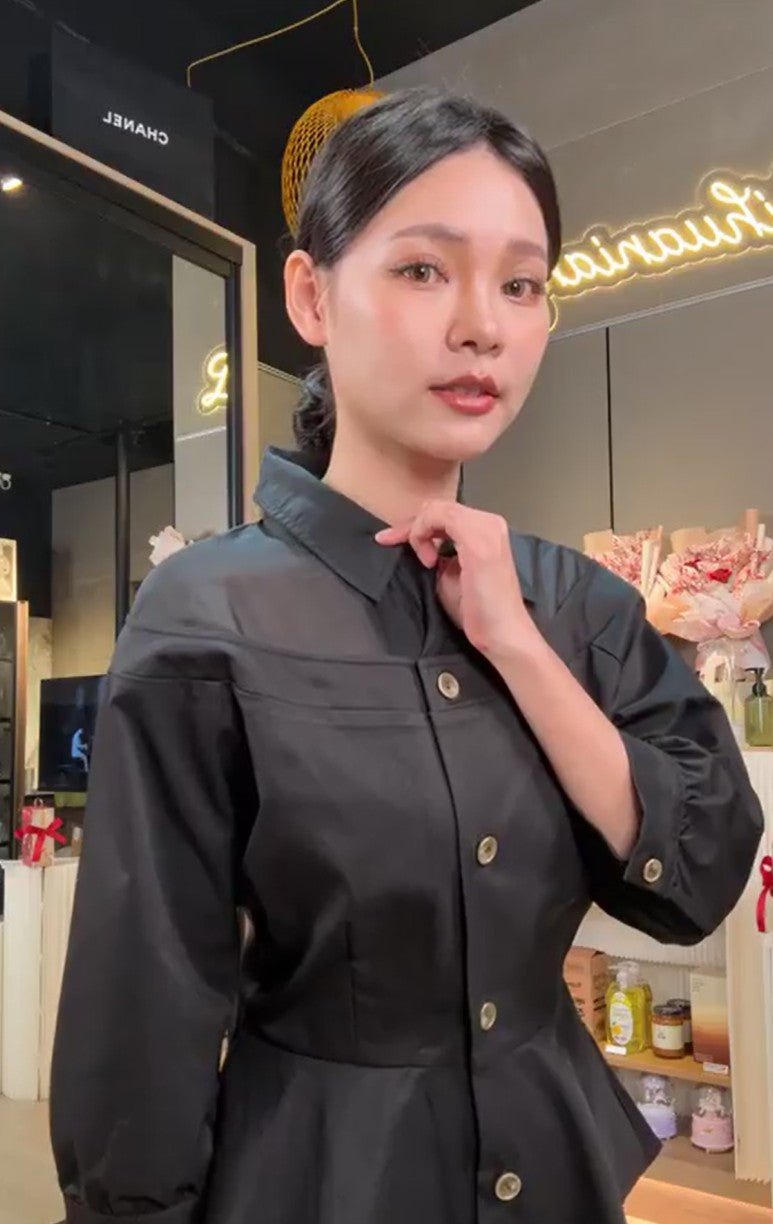 💖新品上架【梨花瑪雅】自訂款設計挺感絕美透膚傘擺經典修身襯衫(三色)限量販售