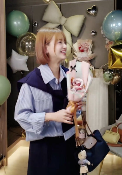 🆕新品上架💖【梨花瑪雅】秋款披肩條紋襯衫減齡穿搭休閒韓風三件式套裝🤞