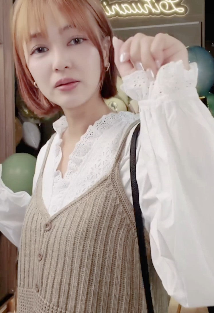 🆕新品上架【梨花瑪雅】🍁韓系溫柔百搭疊穿寬鬆開襟針織吊帶背心(3色)🤞