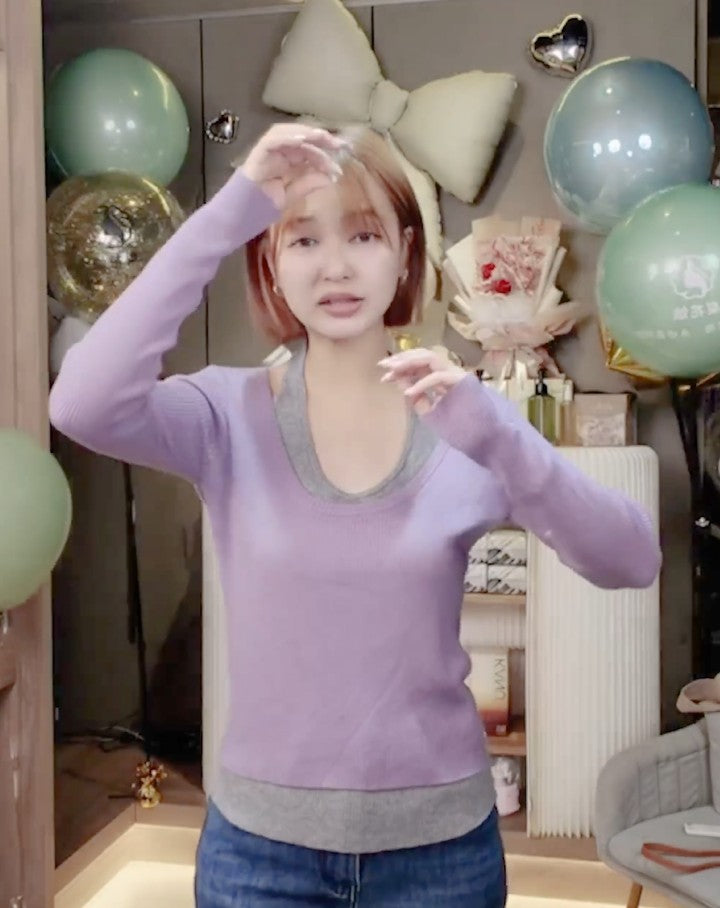 🆕新品上架💖【梨花瑪雅】秋冬新款溫柔小姐姐繞頸式假兩件撞色針織上衣(3色)