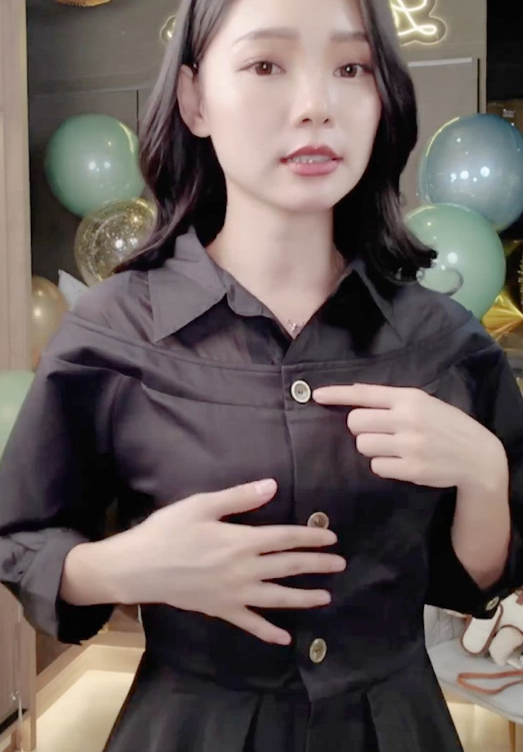 💖新品上架【梨花瑪雅】自訂款韓國設計挺感絕美透膚傘擺經典修身襯衫(三色)限量販售