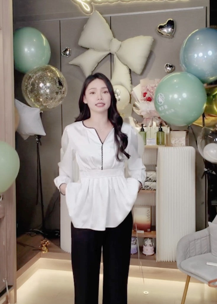 🆕新品上架💖【梨花瑪雅】熱賣款😘氣質緞面黑色蕾絲滾邊高級感雪紡上衣