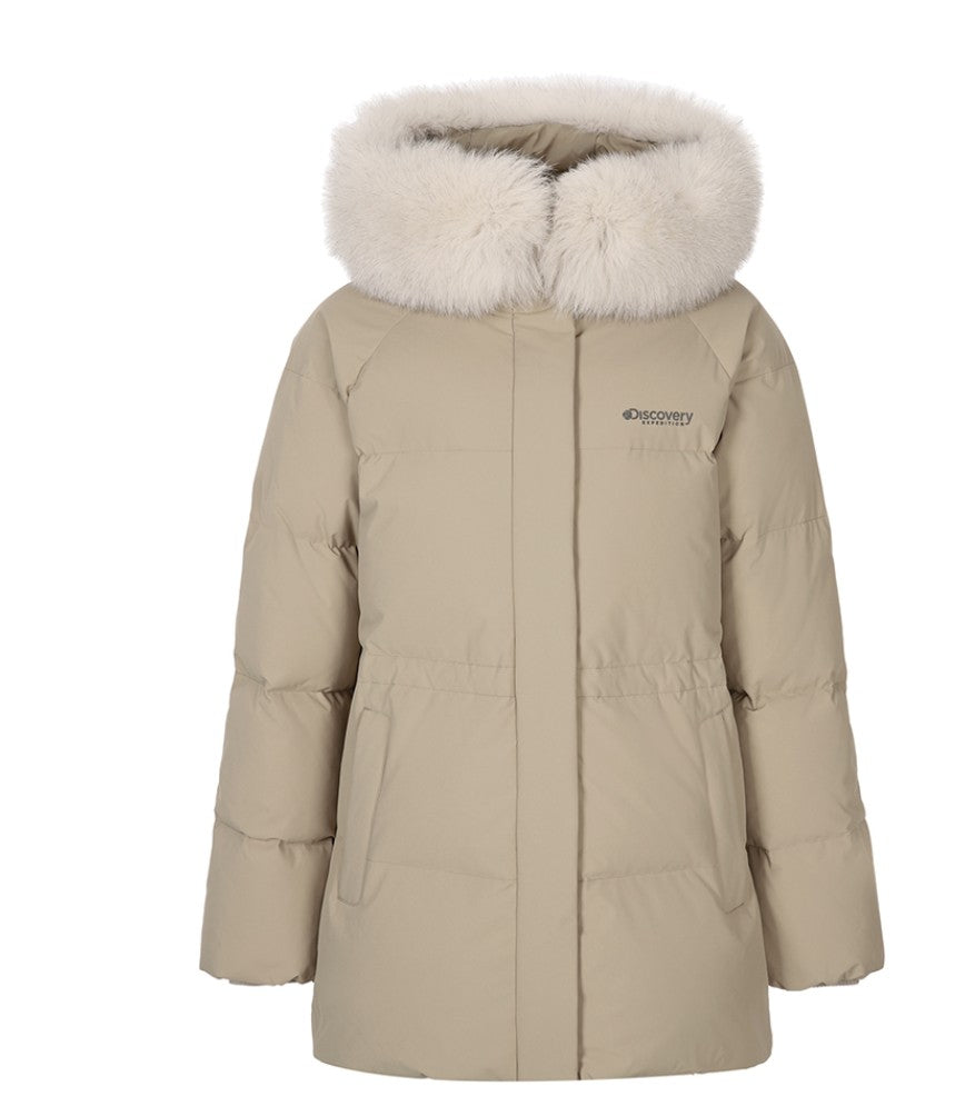 🆕新品上架💖【梨花娘】 韓國品牌Discovery 鵝絨狐狸毛領中長版外套 Kelly(4色)🏆韓國連線