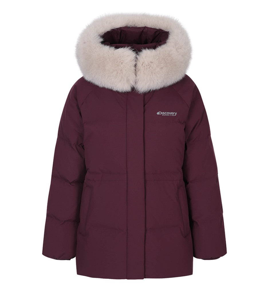 🆕新品上架💖【梨花娘】 韓國品牌Discovery 鵝絨狐狸毛領中長版外套 Kelly(4色)🏆韓國連線