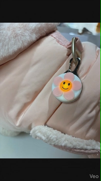 韓國💖可換電池貓咪狗狗寵物照明笑臉小花LED燈三段式牽繩項圈掛飾(4色) 韓國連線