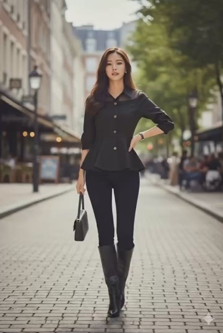 💖新品上架【梨花瑪雅】自訂款韓國設計挺感絕美透膚傘擺經典修身襯衫(三色)限量販售