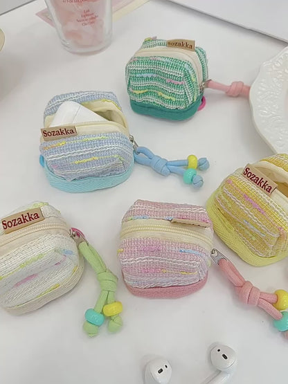 🆕新品上架【梨花瑪雅】可愛便攜小香風蘋果無線藍芽耳機保護收納軟布套(5色)